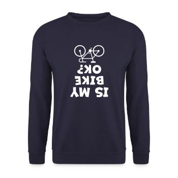 Is My Bike Okay Funny Cycling Bicycle - Unisex Sweatshirt - navy - Front - Alina (178cm) & Michal (187cm)