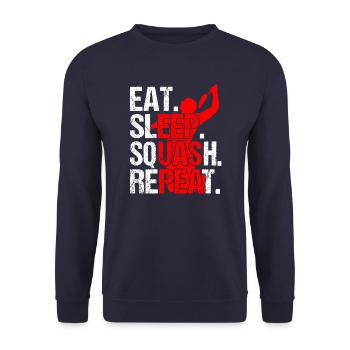 Eat Sleep Squash Repeat - Unisex Pullover - Navy - Vorne - Alina (178cm) & Michal (187cm)
