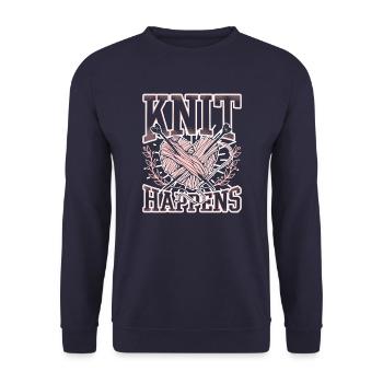 Knit Happens Funny Knitting Quotes Gift - Unisex Sweatshirt - navy - Front - Alina (178cm) & Michal (187cm)