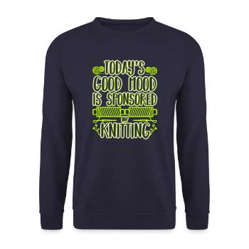 Today's Good Mood Is Sponsored By Knitting - Unisex Sweatshirt - navy - Front - Alina (178cm) & Michal (187cm)