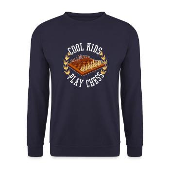 Cool Kids Play Chess Funny Chess Gift - Unisex Pullover - Navy - Vorne - Alina (178cm) & Michal (187cm)