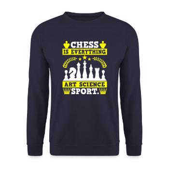 Chess Is Everything Art Science Sport - Unisex Pullover - Navy - Vorne - Alina (178cm) & Michal (187cm)