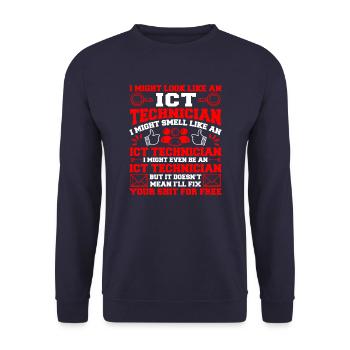 Je pourrais ressembler à un technicien en TIC - Sweat-shirt Unisexe - marine - Devant - Alina (178cm) & Michal (187cm)