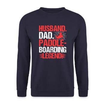Husband Dad Paddle boarding Legend - Unisex Pullover - Navy - Vorne - Alina (178cm) & Michal (187cm)