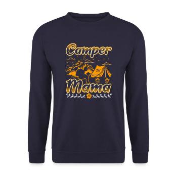 Camper Mama Cute Funny Camping - Unisex Pullover - Navy - Vorne - Alina (178cm) & Michal (187cm)