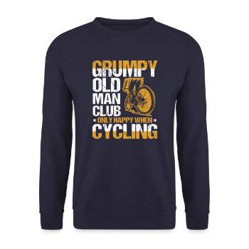 Grumpy Old Man Club Only Happy When Cycling - Unisex Pullover - Navy - Vorne - Alina (178cm) & Michal (187cm)