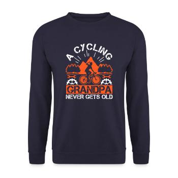 A Cycling Grandpa Never Gets Old - Unisex Sweatshirt - navy - Front - Alina (178cm) & Michal (187cm)