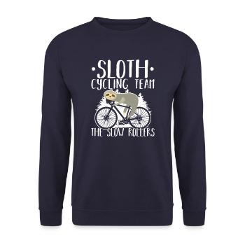 Sloth Cycling Team The Slow Rollers - Unisex Pullover - Navy - Vorne - Alina (178cm) & Michal (187cm)
