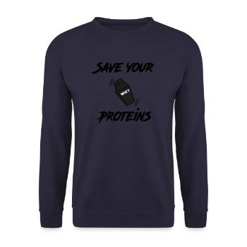 Save your proteins - Unisex Sweatshirt - navy - Front - Alina (178cm) & Michal (187cm)