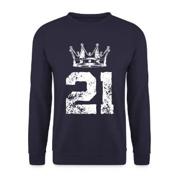 21 Number crown - Unisex Sweatshirt - navy - Front - Alina (178cm) & Michal (187cm)