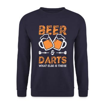 bier und dart - Unisex Pullover - Navy - Vorne - Alina (178cm) & Michal (187cm)