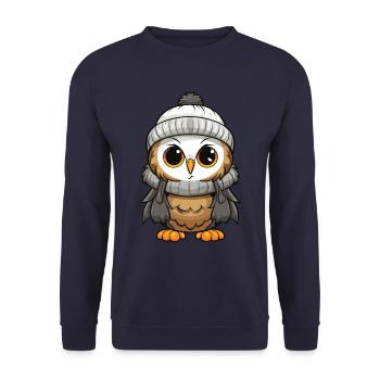 Hibou Comic Hiver Confortable - Sweat-shirt Unisexe - marine - Devant - Alina (178cm) & Michal (187cm)