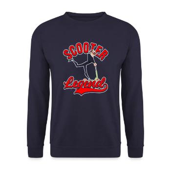 Scooter Legend E-Scooter Scootering Retro - Unisex Pullover - Navy - Vorne - Alina (178cm) & Michal (187cm)