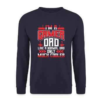 Gamer Dad Funny Nerdy Video Gaming - Sweat-shirt Unisexe - marine - Devant - Alina (178cm) & Michal (187cm)