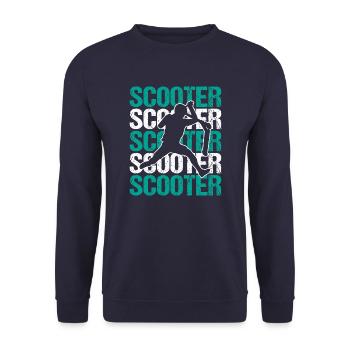 Scooter Kick-Scooter Stunt Scooter E-Scootering - Unisex Pullover - Navy - Vorne - Alina (178cm) & Michal (187cm)