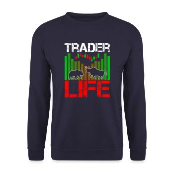 Trader Life Stock Forex Trader - Unisex Pullover - Navy - Vorne - Alina (178cm) & Michal (187cm)