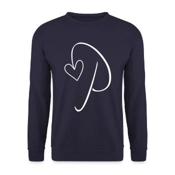 Letter P Letter-P Calligraphy - Unisex Sweatshirt - navy - Front - Alina (178cm) & Michal (187cm)