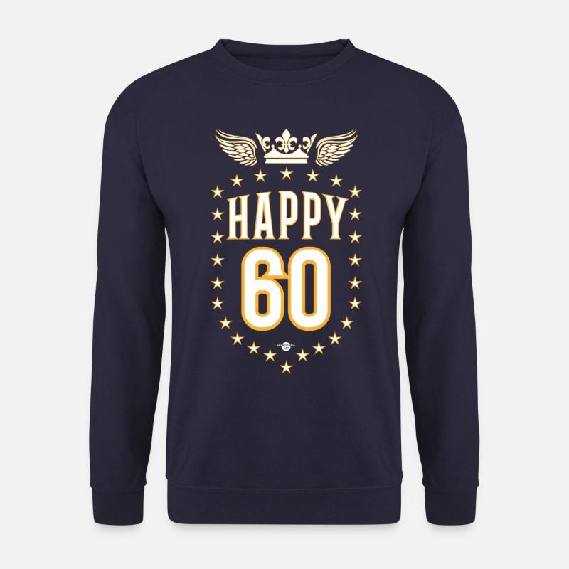 06 Happy 60 Crown Wings Star Birthday - Unisex Pullover - Navy
