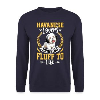 Havanese Lovers bring fluff to life - Unisex Pullover - Navy - Vorne - Alina (178cm) & Michal (187cm)