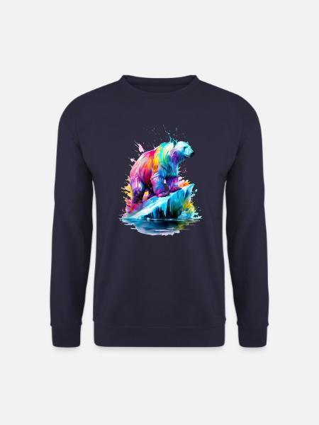 Painted Polar Bear on floating island - Unisex Sweatshirt - navy
