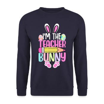 Je suis le lapin de l’enseignant - Sweat-shirt Unisexe - marine - Devant - Alina (178cm) & Michal (187cm)