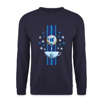 Winter Donut mit Sternen in blau. - Unisex Pullover - Navy - Vorne - Alina (178cm) & Michal (187cm)