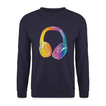 Gay Pride Month LGBT Shirt LGBTQIA+ Kophörer Musik - Unisex Pullover - Navy - Vorne - Alina (178cm) & Michal (187cm)