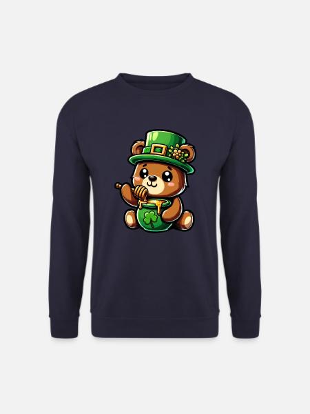 Süßer Comic St. Patricks day Bär isst Honig - Unisex Pullover - Navy