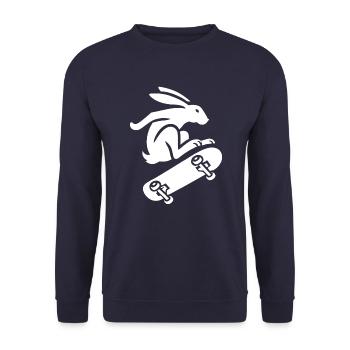 Silhouette minimaliste de lapin patineur - Sweat-shirt Unisexe - marine - Devant - Alina (178cm) & Michal (187cm)
