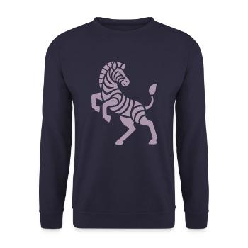 Zebra Silhouette Kunststück Minimal Design - Unisex Pullover - Navy - Vorne - Alina (178cm) & Michal (187cm)