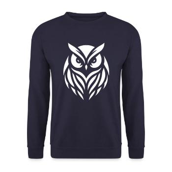 Wise Wood Owl: Silhouette Art of the Tawny Owl - Unisex Sweatshirt - navy - Front - Alina (178cm) & Michal (187cm)
