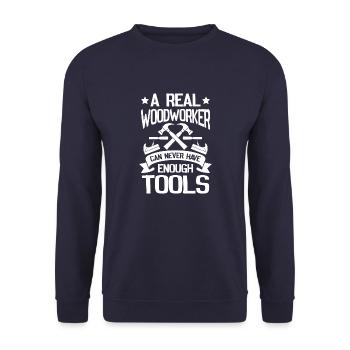 A real woodworker can never have enough tools - Unisex Sweatshirt - navy - Front - Alina (178cm) & Michal (187cm)