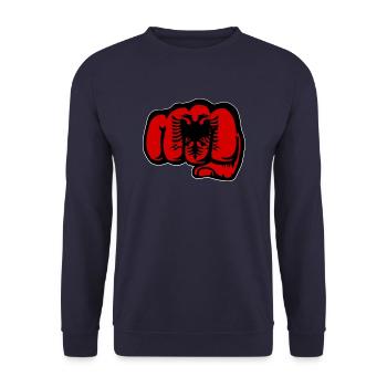 Albania Flag Hand Fist - Unisex Sweatshirt - navy - Front - Alina (178cm) & Michal (187cm)