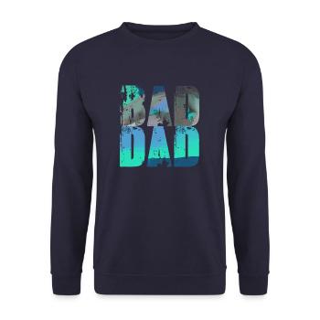 bad dad,dad,graffiti,black,typo,font,colorful - Unisex Sweatshirt - navy - Front - Alina (178cm) & Michal (187cm)