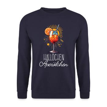 Hallöchen Aperölchen Cocktail Sommerparty Shirt - Unisex Pullover - Navy - Vorne - Alina (178cm) & Michal (187cm)