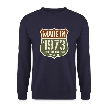 1973 Vintage Anniversaire Année de naissance 1973 Cadeau - Sweat-shirt Unisexe - marine - Devant - Alina (178cm) & Michal (187cm)