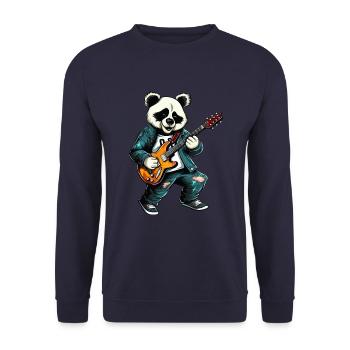 Panda Guitarist: Rock in the Animal Band - Unisex Sweatshirt - navy - Front - Alina (178cm) & Michal (187cm)
