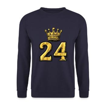 24 Zahl Krone - Unisex Pullover - Navy - Vorne - Alina (178cm) & Michal (187cm)