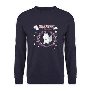 Einhorn - Unicorn - Glitzer - Unisex Pullover - Navy - Vorne - Alina (178cm) & Michal (187cm)