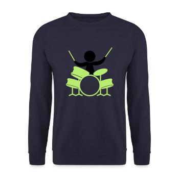 Ein Schlagzeuger in einer Rock-Band - Unisex Pullover - Navy - Vorne - Alina (178cm) & Michal (187cm)