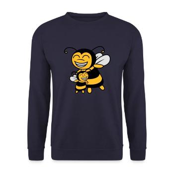Bienen Kind Mama Papa - Unisex Pullover - Navy - Vorne - Alina (178cm) & Michal (187cm)