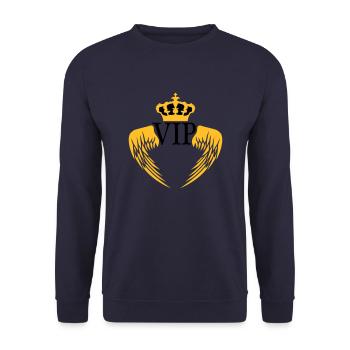 engel flügel könig krone king logo symbol wappen v - Unisex Pullover - Navy - Vorne - Alina (178cm) & Michal (187cm)