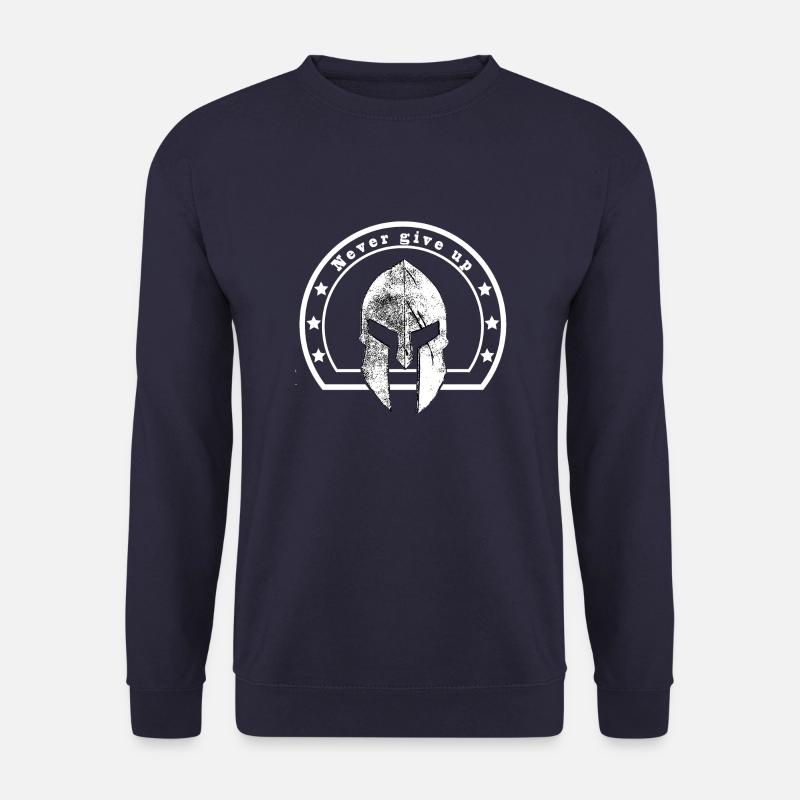never give up Spartan. Casque spartiate et texte - Sweat-shirt Unisexe - marine