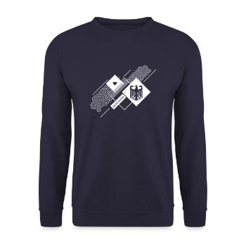 Love Deutschland - Unisex Pullover - Navy - Vorne - Alina (178cm) & Michal (187cm)