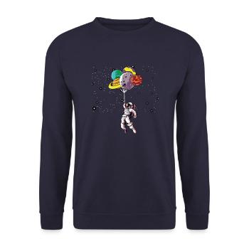 Astronaut with balloons - Unisex Sweatshirt - navy - Front - Alina (178cm) & Michal (187cm)