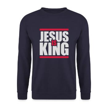 jesus is king quote - Unisex Sweatshirt - navy - Front - Alina (178cm) & Michal (187cm)