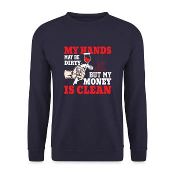My Hands May Be Dirty Auto Body Painter - Unisex Pullover - Navy - Vorne - Alina (178cm) & Michal (187cm)