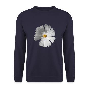 Natürliche weiße große Blume auf transparentem Hintergrund - Unisex Pullover - Navy - Vorne - Alina (178cm) & Michal (187cm)