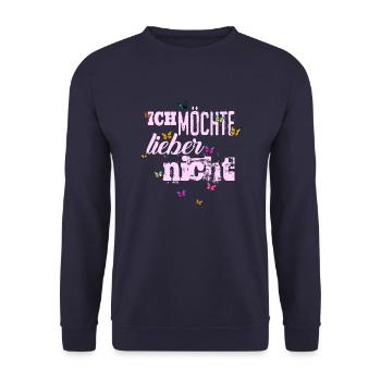 Bartleby der Schreiber - Ich möchte lieber nicht - Unisex Pullover - Navy - Vorne - Alina (178cm) & Michal (187cm)