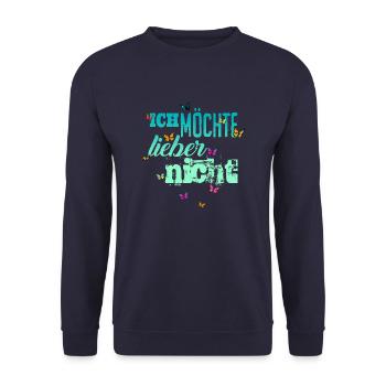 Bartleby der Schreiber - Ich möchte lieber nicht - Unisex Pullover - Navy - Vorne - Alina (178cm) & Michal (187cm)